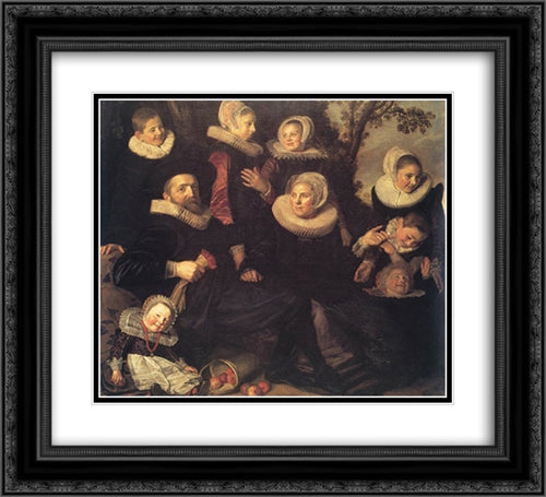 Family Portrait in a Landscape 22x20 Black Ornate Wood Framed Art Print Poster with Double Matting by Hals, Frans