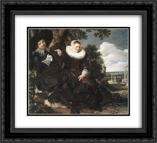 Married Couple in a Garden 22x20 Black Ornate Wood Framed Art Print Poster with Double Matting by Hals, Frans