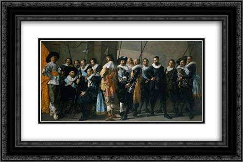 Company of Captain Reinier Reael, known as the 'Meagre Company' 24x16 Black Ornate Wood Framed Art Print Poster with Double Matting by Hals, Frans