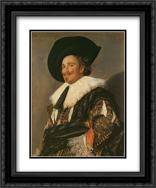 The Laughing Cavalier 20x24 Black Ornate Wood Framed Art Print Poster with Double Matting by Hals, Frans