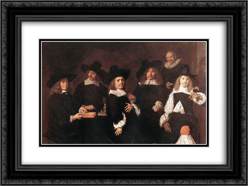 Regents of the Old Men's Alms House 24x18 Black Ornate Wood Framed Art Print Poster with Double Matting by Hals, Frans