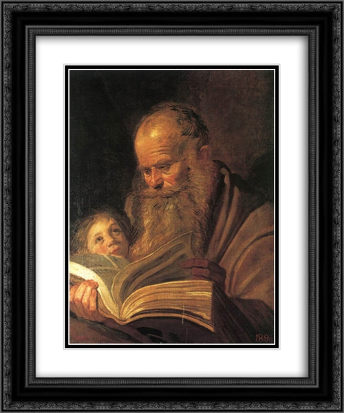 St. Matthew 20x24 Black Ornate Wood Framed Art Print Poster with Double Matting by Hals, Frans