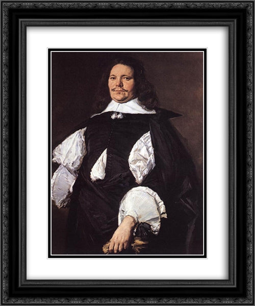 Portrait of a Man 20x24 Black Ornate Wood Framed Art Print Poster with Double Matting by Hals, Frans