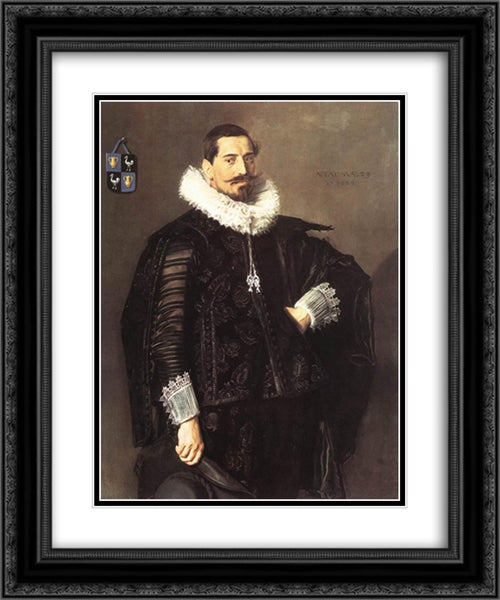 Jacob Pietersz Olycan 20x24 Black Ornate Wood Framed Art Print Poster with Double Matting by Hals, Frans