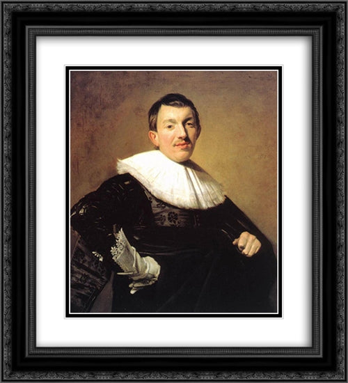 Portrait of a Man 20x22 Black Ornate Wood Framed Art Print Poster with Double Matting by Hals, Frans