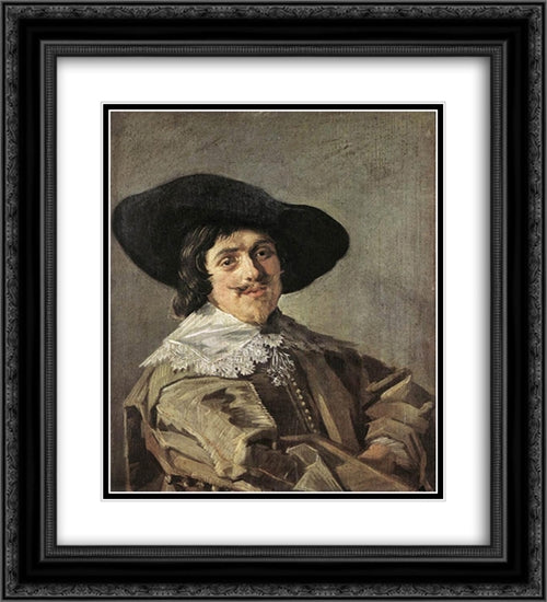 Portrait of a Man 20x22 Black Ornate Wood Framed Art Print Poster with Double Matting by Hals, Frans