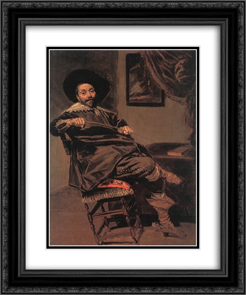 Willem van Heythuysen 20x24 Black Ornate Wood Framed Art Print Poster with Double Matting by Hals, Frans