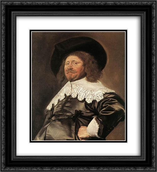 Claes Duyst van Voorhout 20x22 Black Ornate Wood Framed Art Print Poster with Double Matting by Hals, Frans