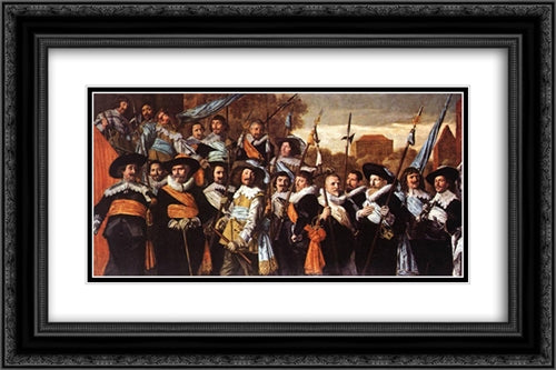 Officers and Sergeants of the St George Civic Guard Company 24x16 Black Ornate Wood Framed Art Print Poster with Double Matting by Hals, Frans