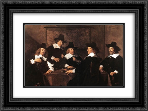 Regents of the St Elizabeth Hospital of Haarlem 24x18 Black Ornate Wood Framed Art Print Poster with Double Matting by Hals, Frans