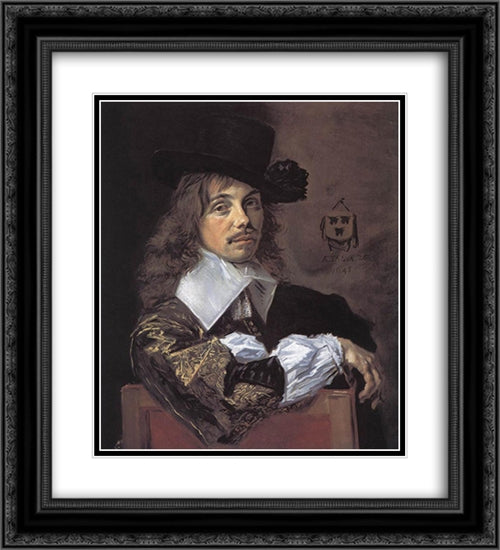 Willem Coenraetsz Coymans 20x22 Black Ornate Wood Framed Art Print Poster with Double Matting by Hals, Frans