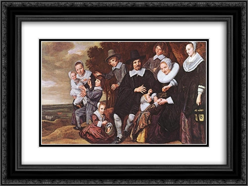 Family Group in a Landscape 24x18 Black Ornate Wood Framed Art Print Poster with Double Matting by Hals, Frans