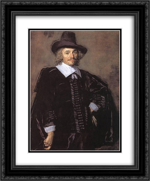 Portrait of a Man 20x24 Black Ornate Wood Framed Art Print Poster with Double Matting by Hals, Frans