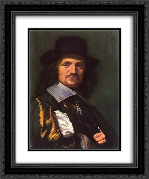 The Painter Jan Asselyn 20x24 Black Ornate Wood Framed Art Print Poster with Double Matting by Hals, Frans