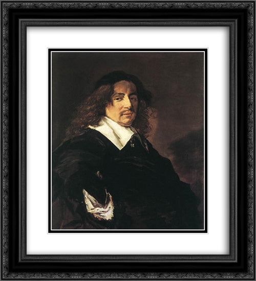 Portrait of a Man 20x22 Black Ornate Wood Framed Art Print Poster with Double Matting by Hals, Frans