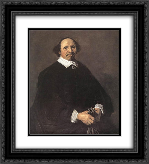 Portrait of a Man 20x22 Black Ornate Wood Framed Art Print Poster with Double Matting by Hals, Frans