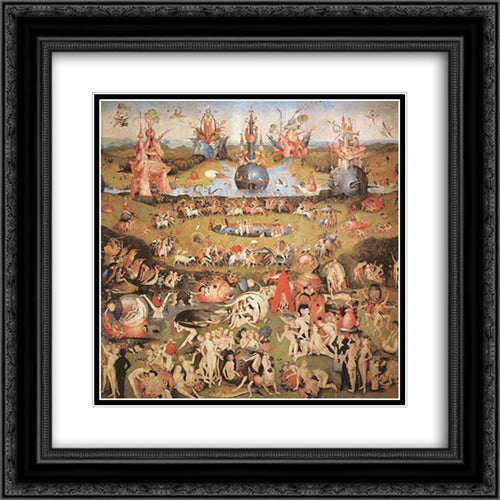 Garden of Earthly Delights, central panel of the triptych 20x20 Black Ornate Wood Framed Art Print Poster with Double Matting by Bosch, Hieronymus