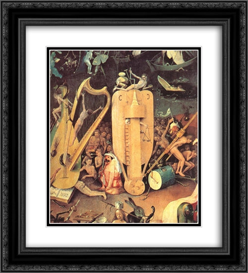 Garden of Earthly Delights, detail of right wing 20x22 Black Ornate Wood Framed Art Print Poster with Double Matting by Bosch, Hieronymus