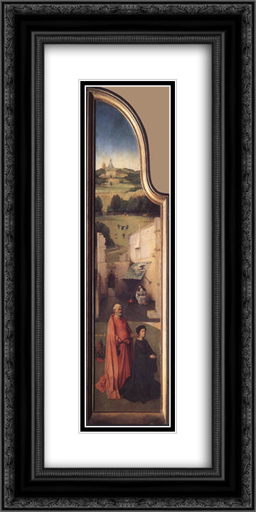 St. Peter with the Donor 12x24 Black Ornate Wood Framed Art Print Poster with Double Matting by Bosch, Hieronymus