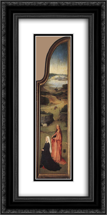 St. Agnes with the Donor 12x24 Black Ornate Wood Framed Art Print Poster with Double Matting by Bosch, Hieronymus