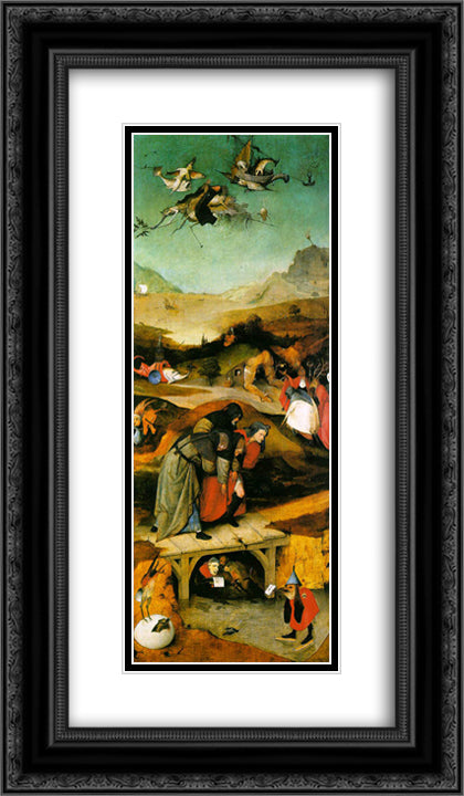 Temptation of St. Anthony, left wing of the triptych 14x24 Black Ornate Wood Framed Art Print Poster with Double Matting by Bosch, Hieronymus