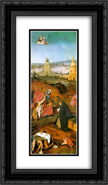Temptation of St. Anthony, right wing of the triptych 14x24 Black Ornate Wood Framed Art Print Poster with Double Matting by Bosch, Hieronymus