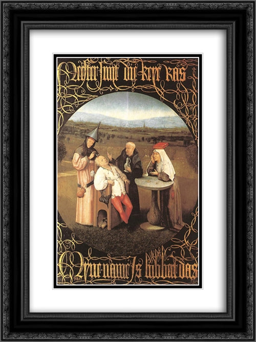 The Cure of Folly 18x24 Black Ornate Wood Framed Art Print Poster with Double Matting by Bosch, Hieronymus