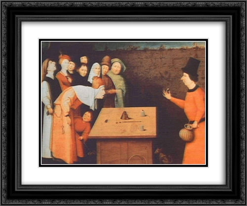 The Magician 24x20 Black Ornate Wood Framed Art Print Poster with Double Matting by Bosch, Hieronymus