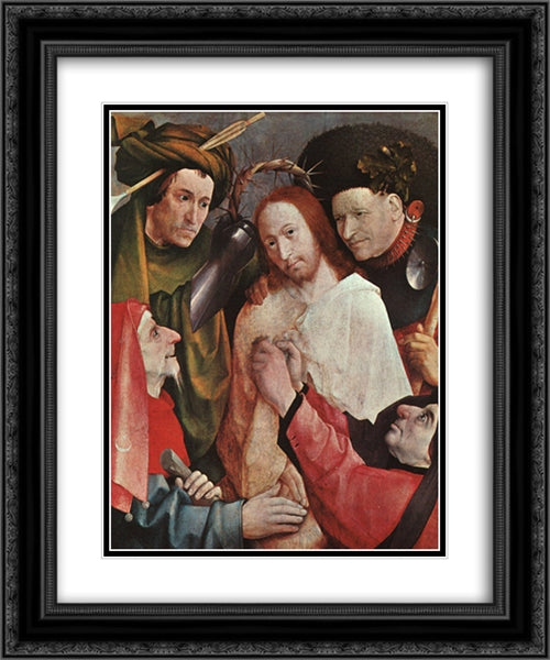 Christ Mocked 20x24 Black Ornate Wood Framed Art Print Poster with Double Matting by Bosch, Hieronymus