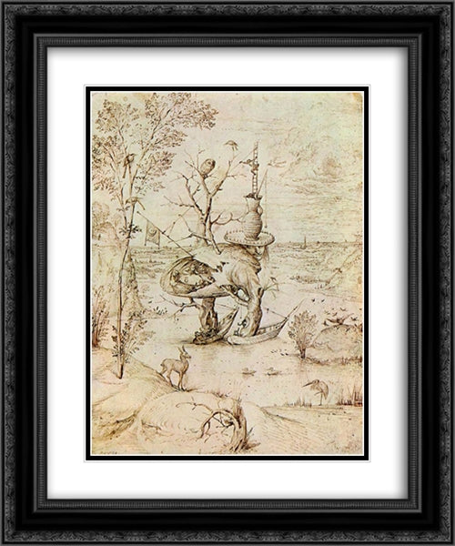 The Man'Tree 20x24 Black Ornate Wood Framed Art Print Poster with Double Matting by Bosch, Hieronymus