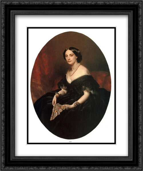 Portrait of a Lady 20x24 Black Ornate Wood Framed Art Print Poster with Double Matting by Winterhalter, Franz Xaver