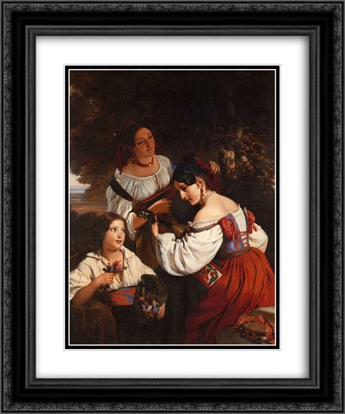 Roman Genre Scene 20x24 Black Ornate Wood Framed Art Print Poster with Double Matting by Winterhalter, Franz Xaver