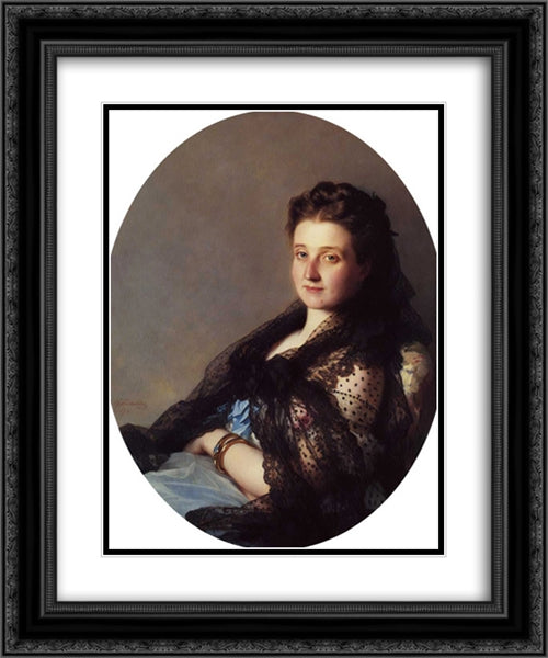 Portrait of a Lady 20x24 Black Ornate Wood Framed Art Print Poster with Double Matting by Winterhalter, Franz Xaver