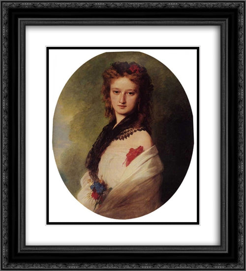 Zofia Potocka, Countess Zamoyska 20x22 Black Ornate Wood Framed Art Print Poster with Double Matting by Winterhalter, Franz Xaver
