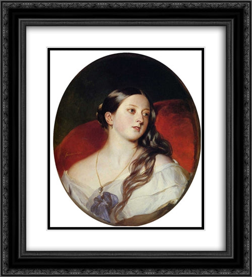 Queen Victoria 20x22 Black Ornate Wood Framed Art Print Poster with Double Matting by Winterhalter, Franz Xaver