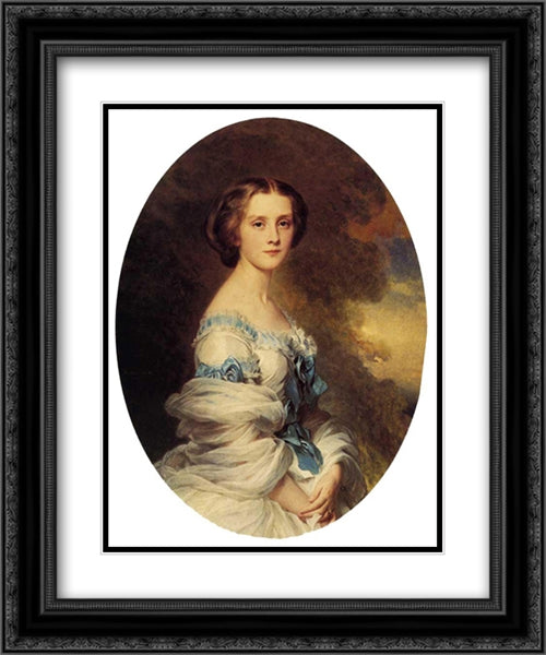 Melanie de Bussiere, Comtesse Edmond de Pourtales 20x24 Black Ornate Wood Framed Art Print Poster with Double Matting by Winterhalter, Franz Xaver