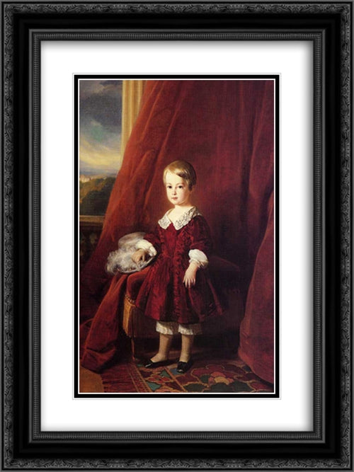 Louis Philippe Marie Ferdinand Gaston D'Orleans, Comte D'Eu 18x24 Black Ornate Wood Framed Art Print Poster with Double Matting by Winterhalter, Franz Xaver