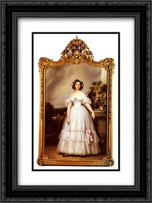 A Full'Length Portrait Of H.R.H Princess Marie'Clementine Of Orleans 18x24 Black Ornate Wood Framed Art Print Poster with Double Matting by Winterhalter, Franz Xaver