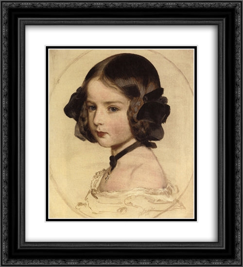 Pincess Clothilde von Saxen Coburg 20x22 Black Ornate Wood Framed Art Print Poster with Double Matting by Winterhalter, Franz Xaver