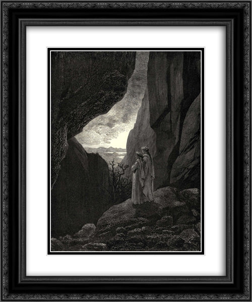 The Inferno, Canto 34, lines 127'129: By that hidden way My guide and I did enter, to return To the fair world 20x24 Black Ornate Wood Framed Art Print Poster with Double Matting by Dore, Gustave