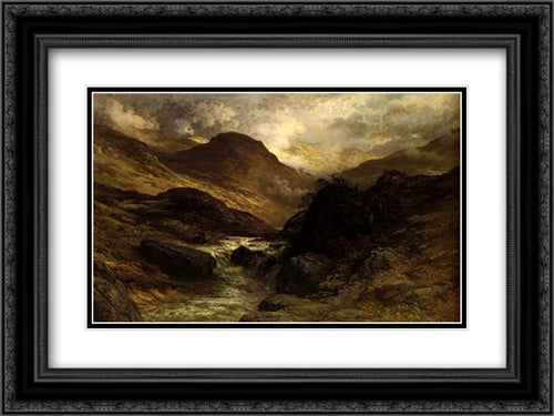 Gorge In The Mountains 24x18 Black Ornate Wood Framed Art Print Poster with Double Matting by Dore, Gustave