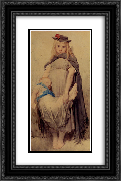 Jeune Mendiante 16x24 Black Ornate Wood Framed Art Print Poster with Double Matting by Dore, Gustave