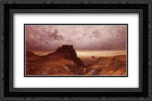 Castle on the Isle of Skye 24x16 Black Ornate Wood Framed Art Print Poster with Double Matting by Dore, Gustave