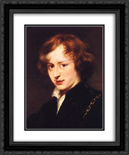 Self'Portrait 20x24 Black Ornate Wood Framed Art Print Poster with Double Matting by van Dyck, Anthony