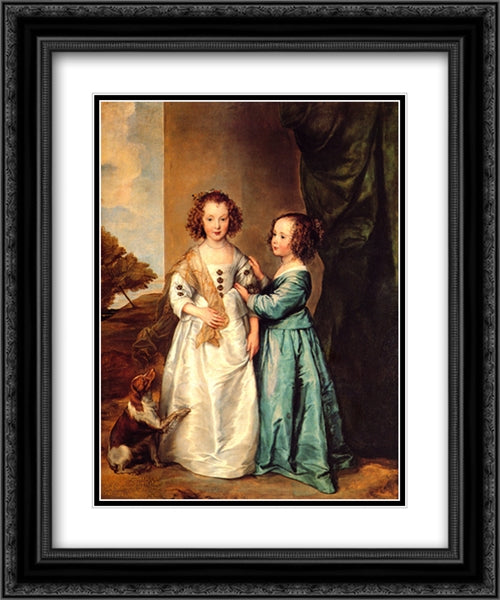 Philadelphia and Elizabeth Wharton 20x24 Black Ornate Wood Framed Art Print Poster with Double Matting by van Dyck, Anthony