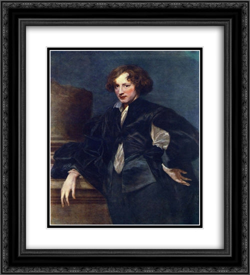 Self'Portrait 20x22 Black Ornate Wood Framed Art Print Poster with Double Matting by van Dyck, Anthony