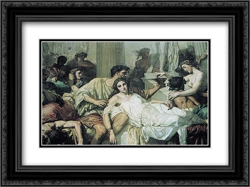 The Romans of the Decadence [detail] 24x18 Black Ornate Wood Framed Art Print Poster with Double Matting by Couture, Thomas