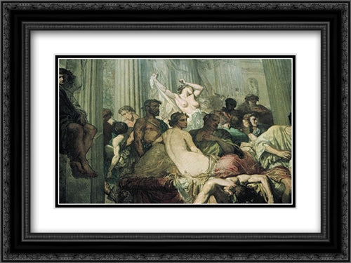 The Romans of the Decadence [detail] 24x18 Black Ornate Wood Framed Art Print Poster with Double Matting by Couture, Thomas