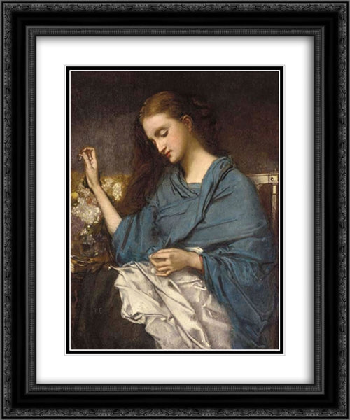 Young Woman Sewing 20x24 Black Ornate Wood Framed Art Print Poster with Double Matting by Couture, Thomas