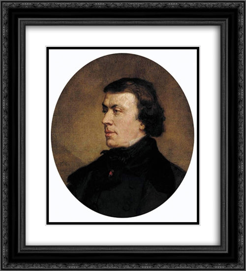 Portrait of Philip Ricord 20x22 Black Ornate Wood Framed Art Print Poster with Double Matting by Couture, Thomas